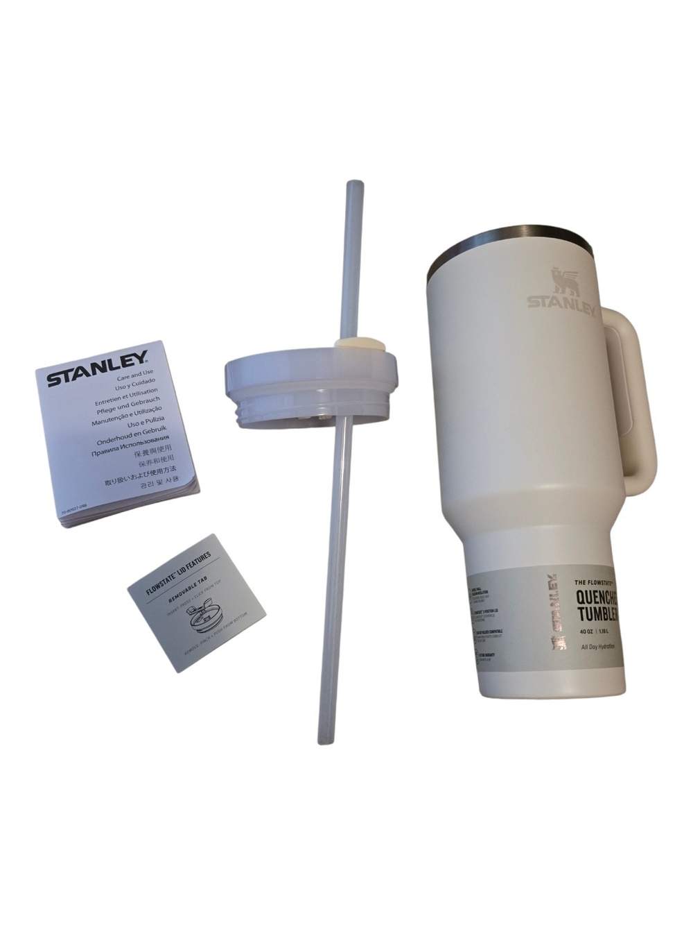 Stanley White Insulated Quench Tumbler with Straw and Lid 40 oz